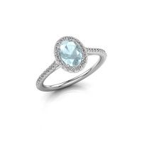 Image of Engagement ring seline ovl 2<br/>585 white gold<br/>Aquamarine 7x5 mm