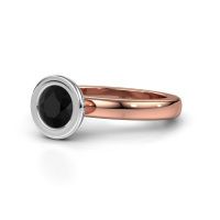 Afbeelding van Stapelring Eloise Round 585 rosé goud zwarte diamant 0.96 crt