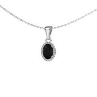 Image of Pendant Seline ovl 950 platinum black diamond 1.06 crt