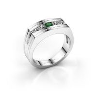 Image de Bague pour homme Huub<br/>585 or blanc<br/>Emeraude 3.7 mm
