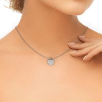 Image of Necklace Heart 5 585 white gold zirconia 0.8 mm