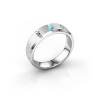 Image of Men's ring Justin 925 silver blue topaz 2.5 mm