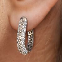 Image of Hoop earrings Danika 10.5 A 950 platinum brown diamond 1.22 crt