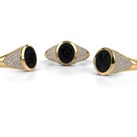Afbeelding van Pinkring Giovani<br/>585 goud<br/>Onyx 10x8 mm