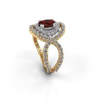 Image de Bague Chau<br/>585 or jaune<br/>Grenat 7x5 mm