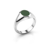 Afbeelding van Pinkring Herman 1<br/>585 witgoud<br/>groene emaille 10x8 mm