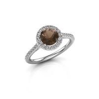 Image of Engagement ring seline rnd 2<br/>585 white gold<br/>Smokey quartz 6.5 mm