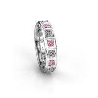 Afbeelding van Trouwring WH2056L15DP<br/>585 witgoud ±5x2.4 mm<br/>Roze saffier