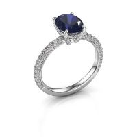 Image of Engagement ring saskia 2 ovl<br/>585 white gold<br/>Sapphire 9x7 mm
