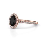 Image of Engagement ring seline ovl 2<br/>585 rose gold<br/>black diamond 1.331 crt