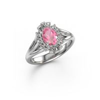 Image of Engagement ring Andrea 950 platinum pink sapphire 7x5 mm