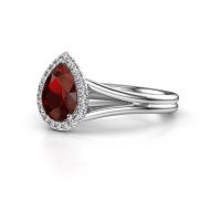 Afbeelding van Verlovingsring verla pear 1<br/>585 witgoud<br/>Granaat 8x6 mm