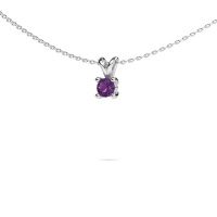 Image of Necklace Sam round 585 white gold amethyst 4.2 mm