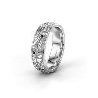 Image of Wedding ring WH2074L26D<br/>950 platinum ±6x2.4 mm<br/>Black diamond