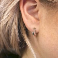 Image of Hoop earrings Danika 8.5 A 585 gold ruby 1.7 mm