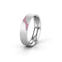 Image of Wedding ring WH2100L46BM<br/>585 white gold ±6x2 mm<br/>Pink sapphire