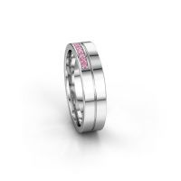Afbeelding van Trouwring WH0213L15AP 950 platina roze saffier ±5x1.7 mm