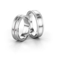 Image of Wedding rings set WH0404LM16APM ±6x1.7 mm 14 Carat white gold diamond 0.402 crt