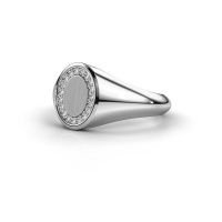 Image of Signet ring Rosy Oval 1 585 white gold zirconia 1.2 mm