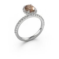Afbeelding van Verlovingsring Miranda Ovl<br/>950 platina<br/>Bruine Diamant 1.642 Crt