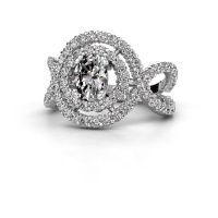 Image de Bague Chau<br/>585 or blanc<br/>Zircone 7x5 mm