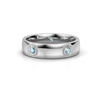 Afbeelding van Trouwring WH0139L25BP<br/>950 platina ±5x2 mm<br/>Aquamarijn