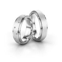 Image of Wedding rings set WH2134LM ±5x2 mm 14 Carat white gold diamond 0.008 crt