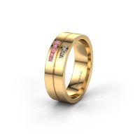 Image of Wedding ring WH0207L16AP<br/>585 gold ±6x1.7 mm<br/>Pink sapphire