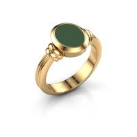 Image of Signet ring brenda 1<br/>585 gold<br/>green enamel 10x8 mm