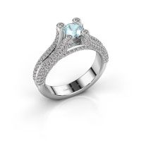 Afbeelding van Verlovingsring Stefanie 2<br/>950 platina<br/>Aquamarijn 5 mm