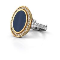 Image of Signet ring cristina<br/>585 white gold<br/>Dark blue sardonyx 14x10 mm