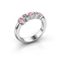 Afbeelding van Ring Lotte 5 925 zilver roze saffier 3 mm