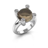 Afbeelding van Ring Janice RND<br/>950 platina<br/>Rookkwarts 12 mm