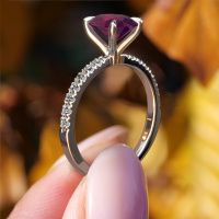 Image of Engagement Ring Crystal Ovl 2<br/>950 platinum<br/>Rhodolite 9x7 mm