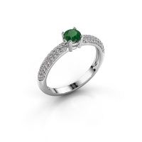 Image of Ring Marjan<br/>585 white gold<br/>Emerald 4.2 mm