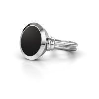 Afbeelding van Zegelring Jake 2<br/>950 platina<br/>zwarte emaille 12x10 mm
