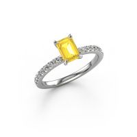 Image of Engagement Ring Crystal Eme 2<br/>950 platinum<br/>Yellow sapphire 6.5x4.5 mm