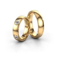 Image of Wedding rings set WH0139LM25BP ±5x2 mm 14 Carat gold diamond 0.06 crt