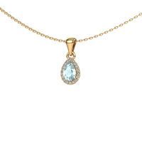Image of Necklace Seline per 585 gold aquamarine 6x4 mm