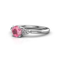 Afbeelding van Verlovingsring Chanou RND 585 witgoud roze saffier 5.7 mm