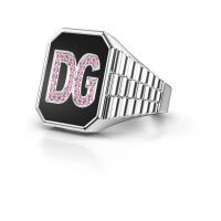 Image of Rolex style ring Stephan 3 950 platinum pink sapphire 1 mm