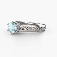 Image of Engagement ring Shan 950 platinum aquamarine 6 mm