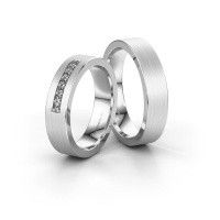 Image of Wedding rings set WH0112LM15BM ±5x2 mm 14 Carat white gold diamond 0.02 crt