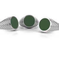 Image of Signet ring zachary 2<br/>950 platinum<br/>green enamel 12 mm