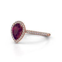Image of Engagement ring seline per 2<br/>585 rose gold<br/>Rhodolite 8x6 mm