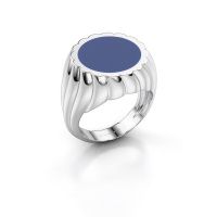 Afbeelding van Zegelring Mano<br/>950 platina<br/>blauwe emaille 13 mm
