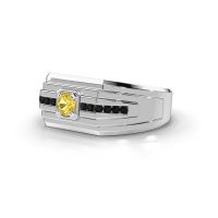 Image de Bague pour homme Oliver<br/>585 or blanc<br/>Saphir jaune 4 mm