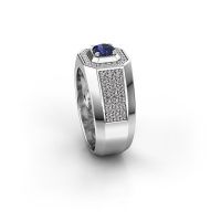 Image of Men's ring pavan<br/>375 white gold<br/>Sapphire 5 mm