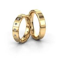 Image of Wedding rings set WH2055LM15DP ±5x2.4 mm 14 Carat gold diamond 0.03 crt