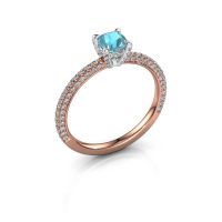 Image of Engagement ring saskia 2 cus<br/>585 rose gold<br/>Blue topaz 4.5 mm